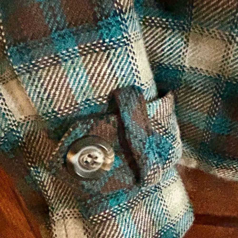 Stetson Teal and Brown Plaid Pea Coat - Picture 6 of 6